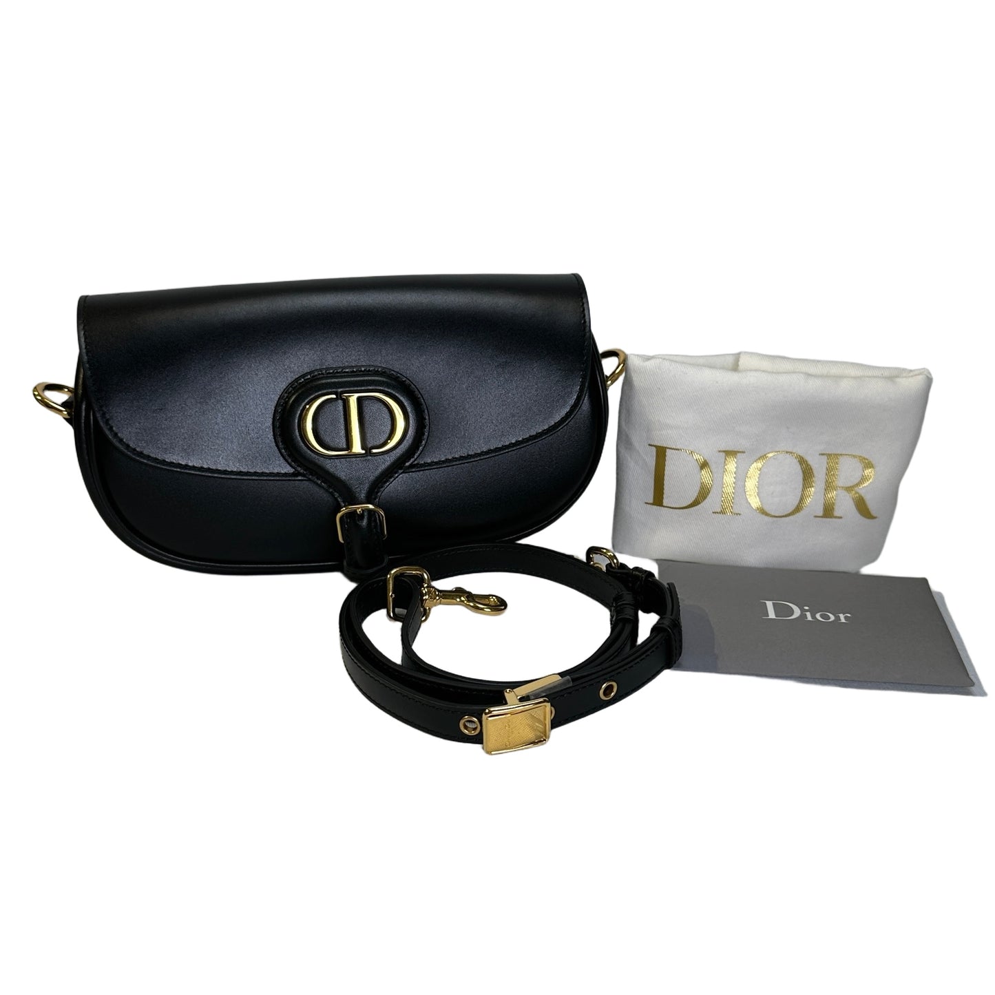 Used DIOR Leather Bobby Crossbody Bag Black GHW