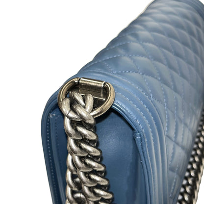 CHANEL BOY 25CM BLUE PHW CHAIN SHOULDER BAG [3001751]