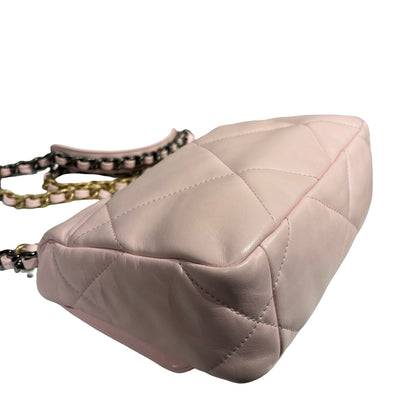 CHANEL 19 SMALL SIZE BABY PINK GHW CHAIN SHOULDER BAG[3001185]