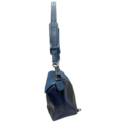 Used Loewe Calfskin Leather Puzzle bag medium Shoulder Bag Navy PHW