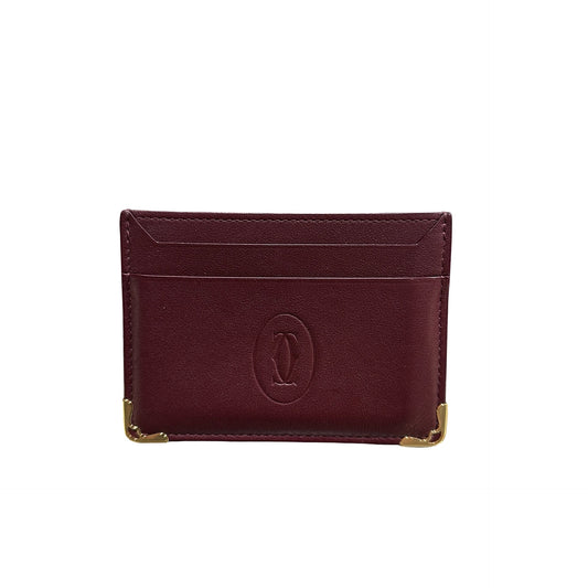 CARTIER Leather Must de Cartier Double Card case Burgundy