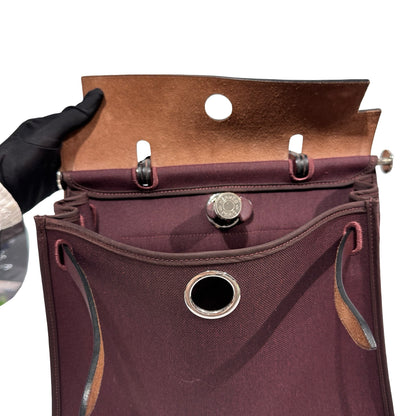Used HERMÈS Canvas Herbag 31 Shoulder Bag Red PHW