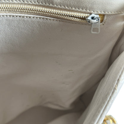 Used CHANEL Quilted Leather Quilted Flap Bag Handbags White GHW