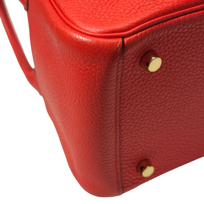 Used HERMÈS Clemence leather Lindy 26 Handbag Red GHW