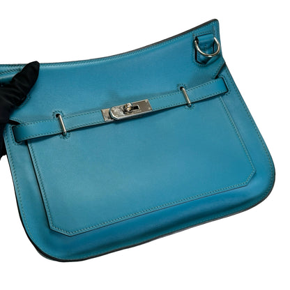 Used HERMES Swift Jypsiere 28 Shoulder Bag Bleu Jean PHW
