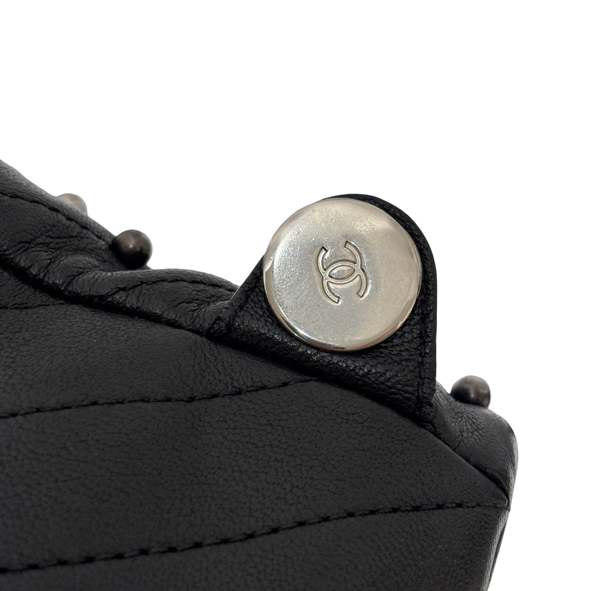 Used CHANEL Lambskin Studded Stud Wars Backpack Backpack Black Silver