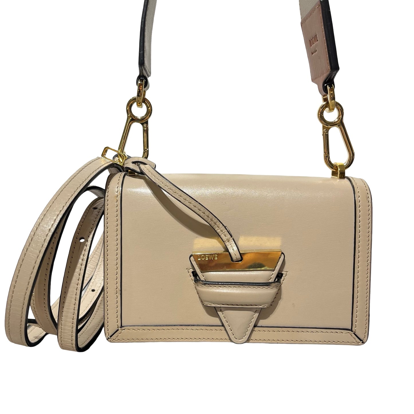 Used LOEWE Barcelona mini Cross Body Bag Beige GHW
