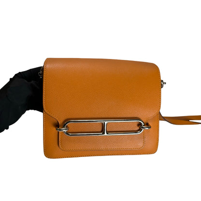Used HERMES Leather Mini Roulis Crossbody Bag Orange