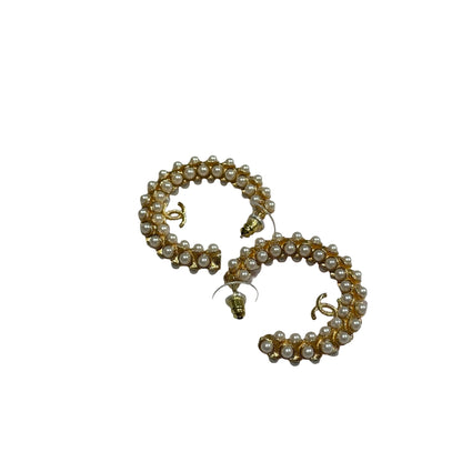 Used Chanel Pearl Earrings Earrings White GHW