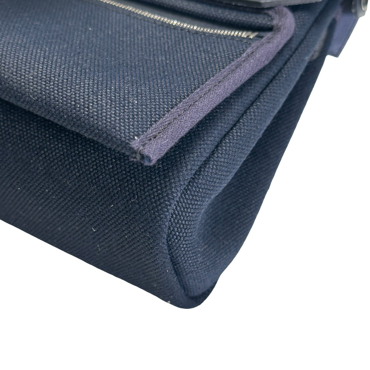Brand New HERMES Canvas Leather Mini Herbag Handbag Navy PHW