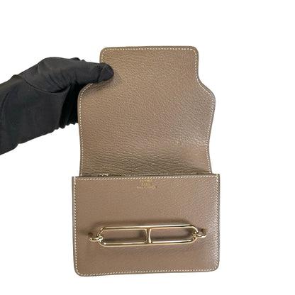 Used HERMES Etoupe Roulis Wallet Brown PHW