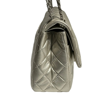 CHANEL SILVER PHW 2.55 DOUBLE FLAP BAG MEDIUM [3000275]