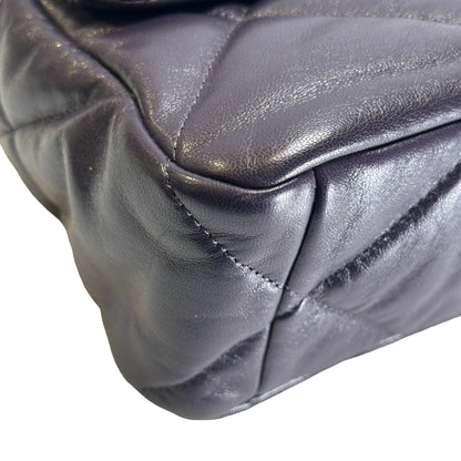 Used CHANEL Lambskin Quilted Chanel 19 Large Chain Shoulder Bag Purple GHW