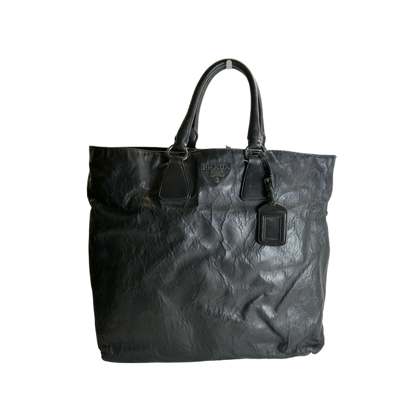 Used PRADA Leather Tote Bag Tote Bag Black