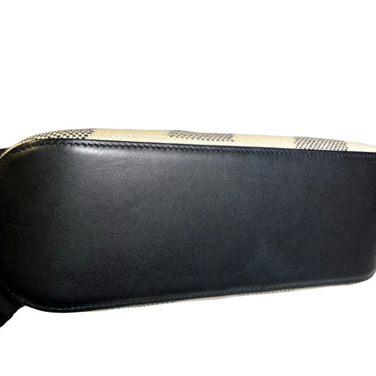 Used HERMÈS Canvas Cabas H En Biais 27 Cross Body Bag Black White