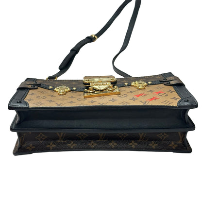Used LOUIS VUITTON Monogram Reverse Trunk Clutch Brown Black GHW