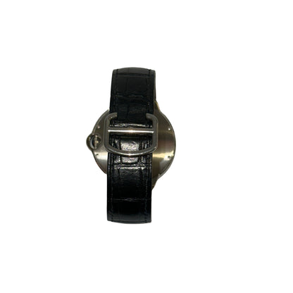 Used CARTIER Leather Ballon Bleu 40mm Watch Silver Black