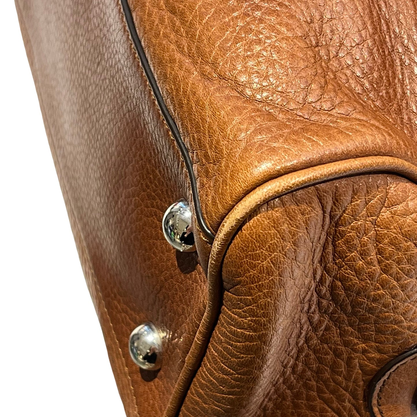 Used LOEWE Vintage Heritage Boston Handbag Brown PHW