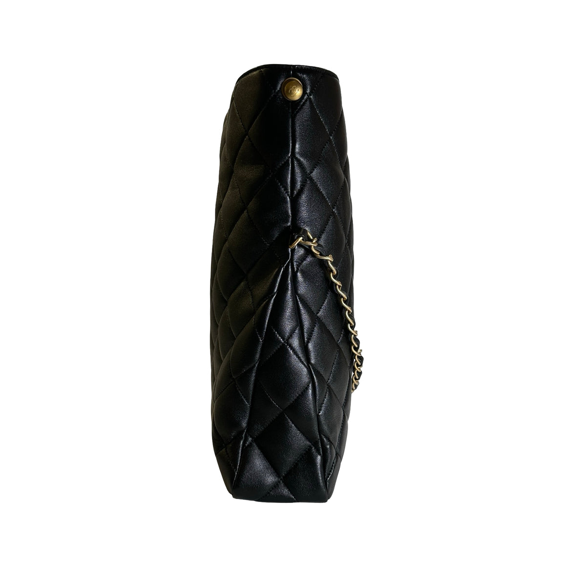 Used CHANEL Quilted Calfskin Hobo Bag Hobo Bag Black Gold