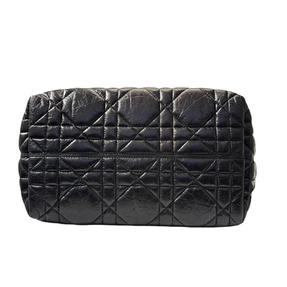 Used DIOR Lambskin Leather SO BLACK TOUJOURS MEDIUM Shoulder Bag Black