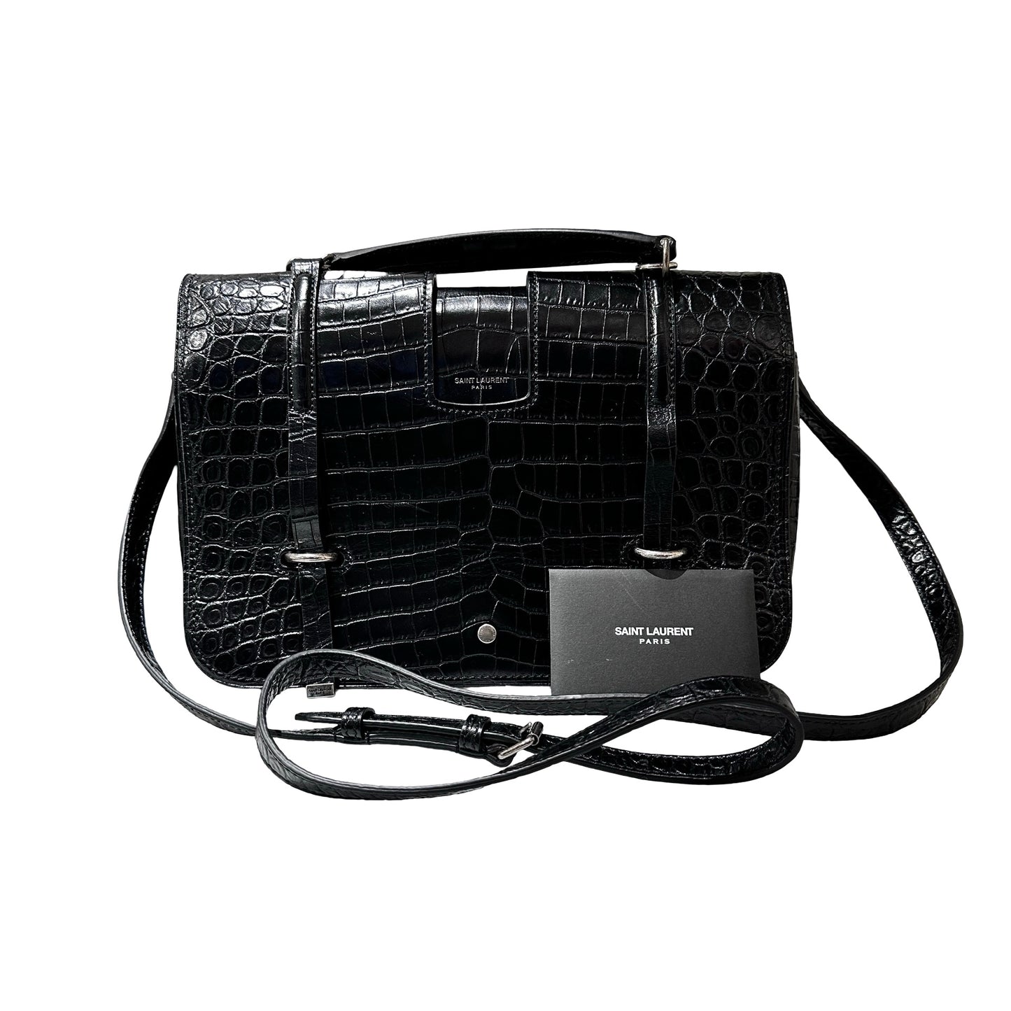 Used SAINT LAURENT Calfskin Leather Charlotte Messenger Two Way Shoulder Bag