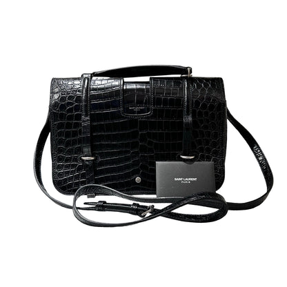 Used SAINT LAURENT Calfskin Leather Charlotte Messenger Two Way Shoulder Bag