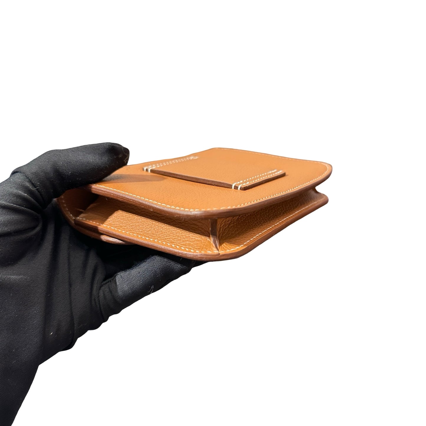 Unused Hermès Calfskin Leather Constance Slim Wallet Gold GHW