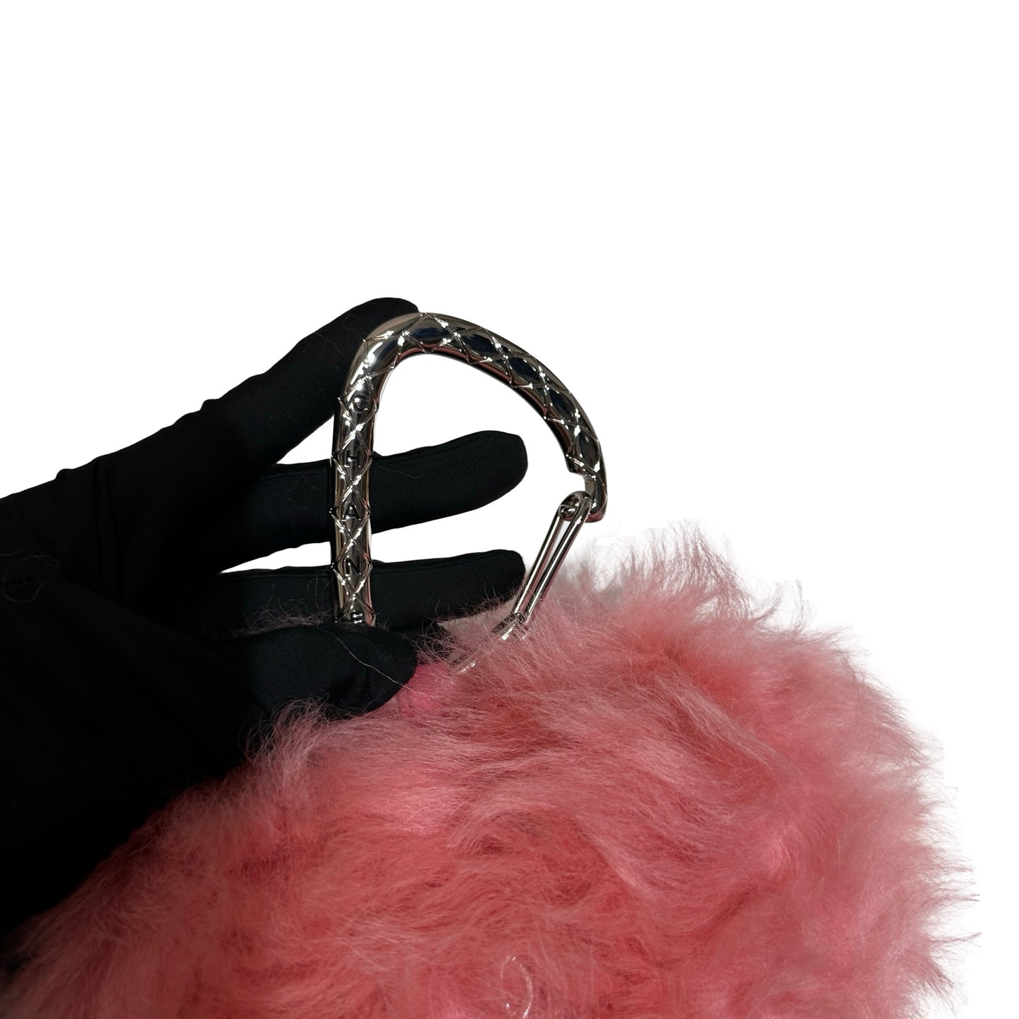 New CHANEL Lambskin Leather Shearing Jewel Hook Card Holder Pouchette Pink PHW