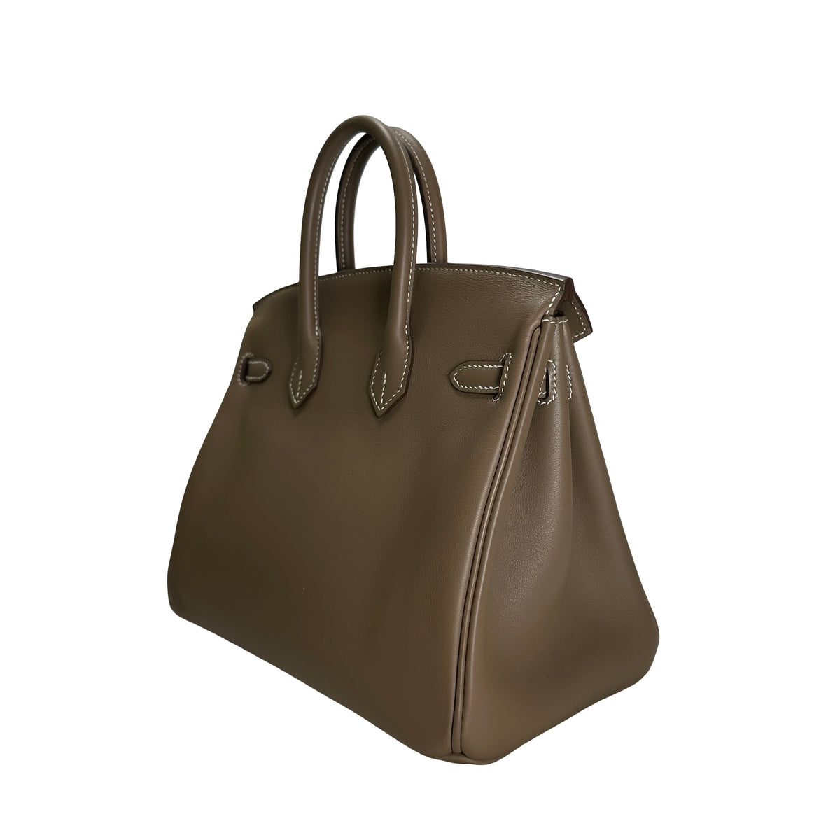 Used HERMES Swift Leather Birkin 25 Handbag Etoupe PHW