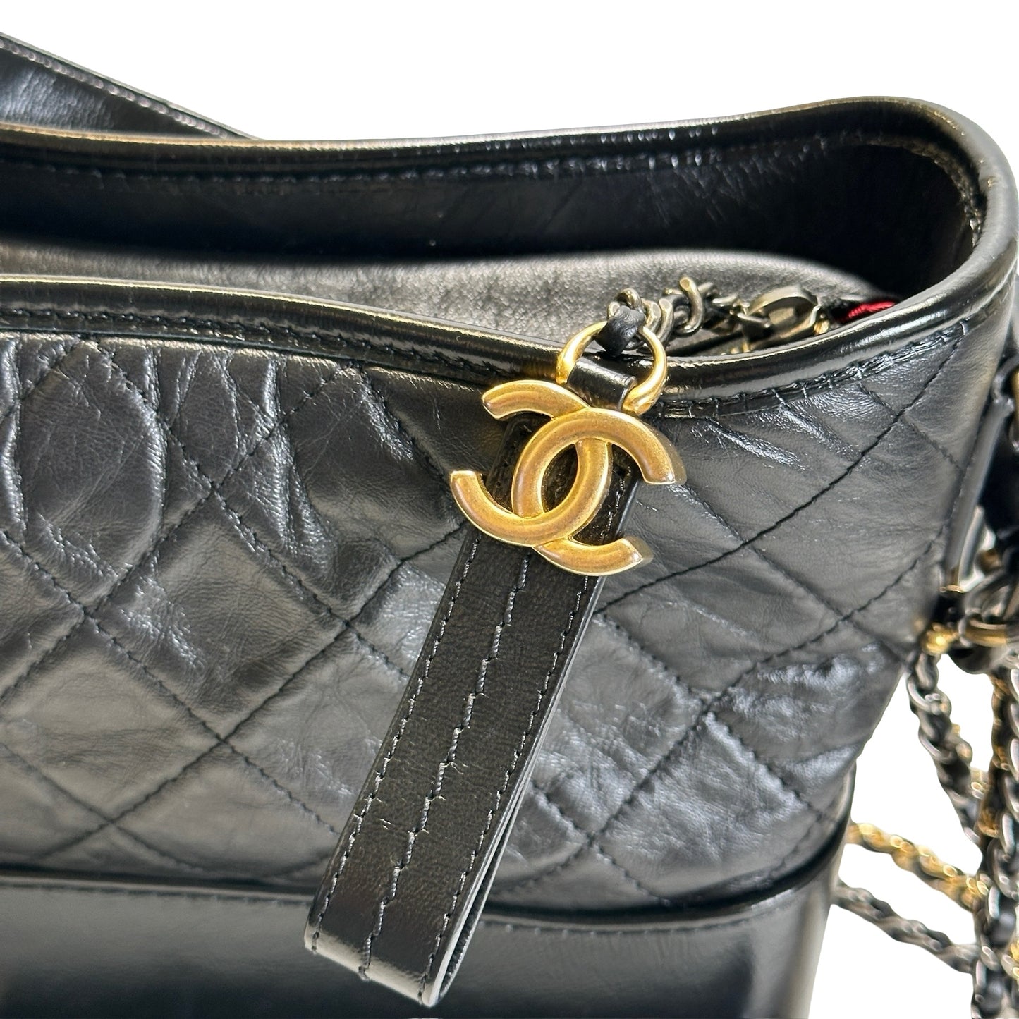 Used CHANEL Quilted Calfskin Gabrielle Hobo Shoulder Bag Black