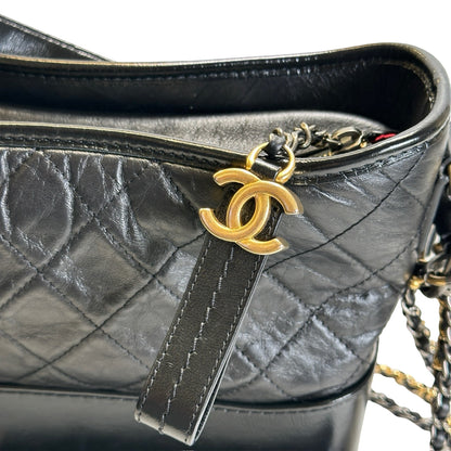 Used CHANEL Quilted Calfskin Gabrielle Hobo Shoulder Bag Black