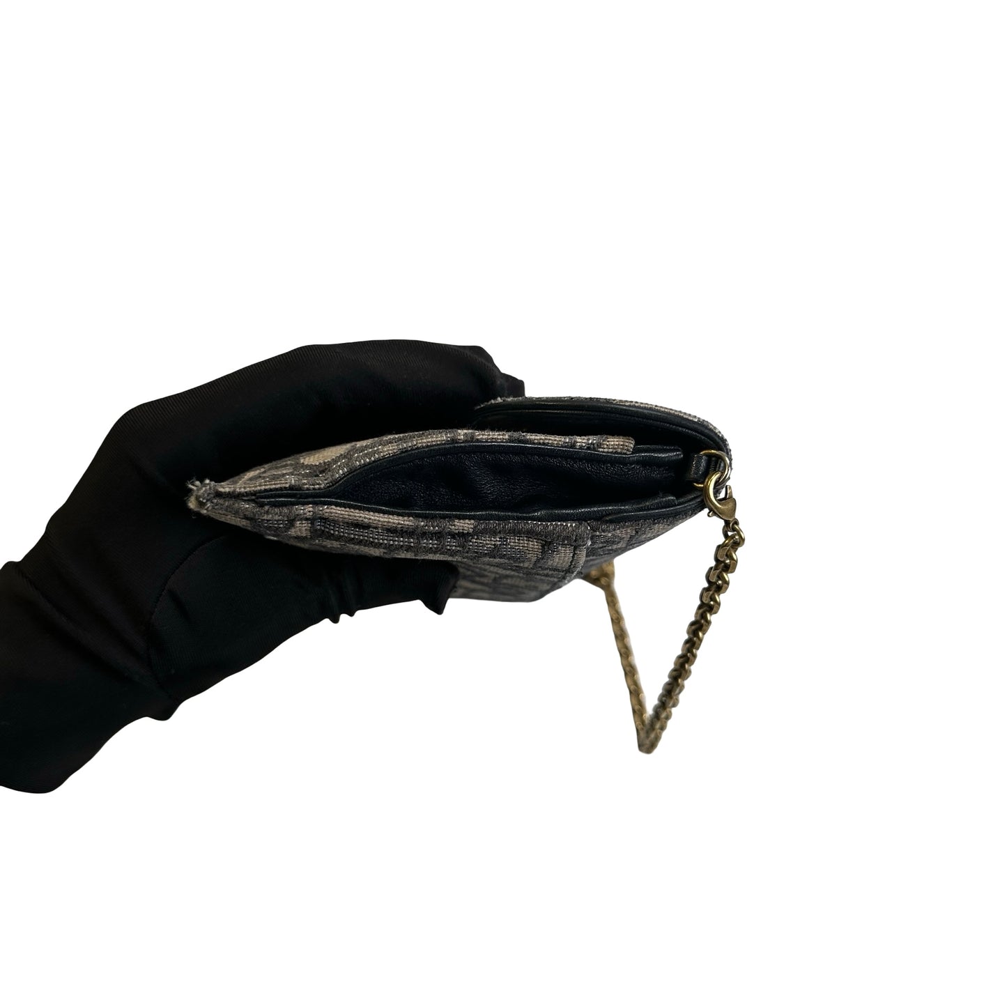 Used DIOR Oblique Canvas Oblique WOC Cross body bag Navy Grey