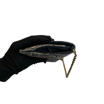 Used DIOR Oblique Canvas Oblique WOC Cross body bag Navy Grey