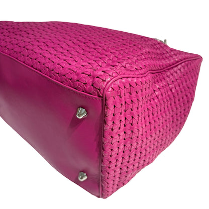 DIOR PINK PHW WOVEN LEATHER HANDBAG [3000264]