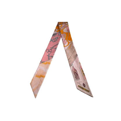 Used HERMES Silk Twilly Pink Orange