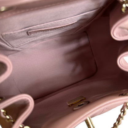 Brand New CHANEL Quilted Calfskin Duma Backpack Pink Gold