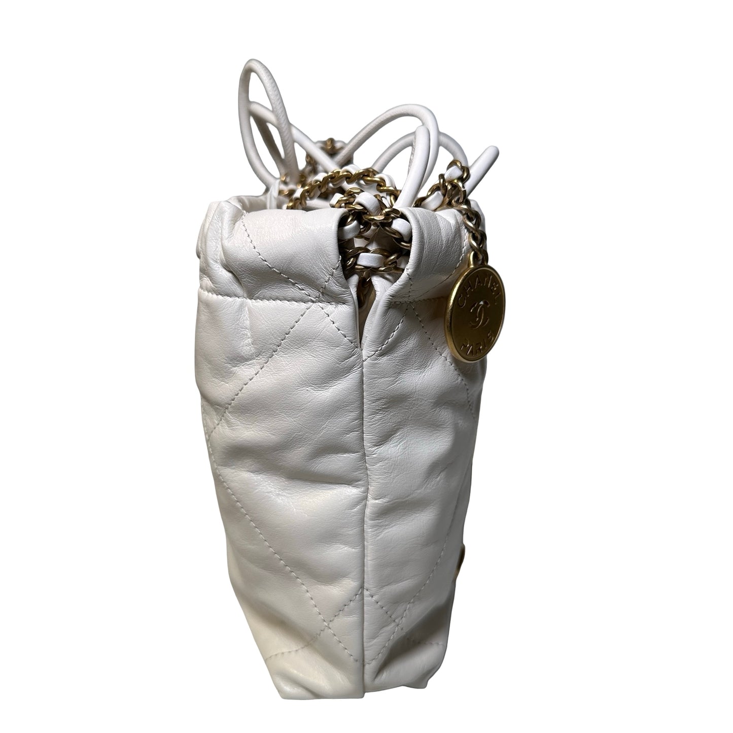 Used Chanel White Chain Shoulder Bag White GHW