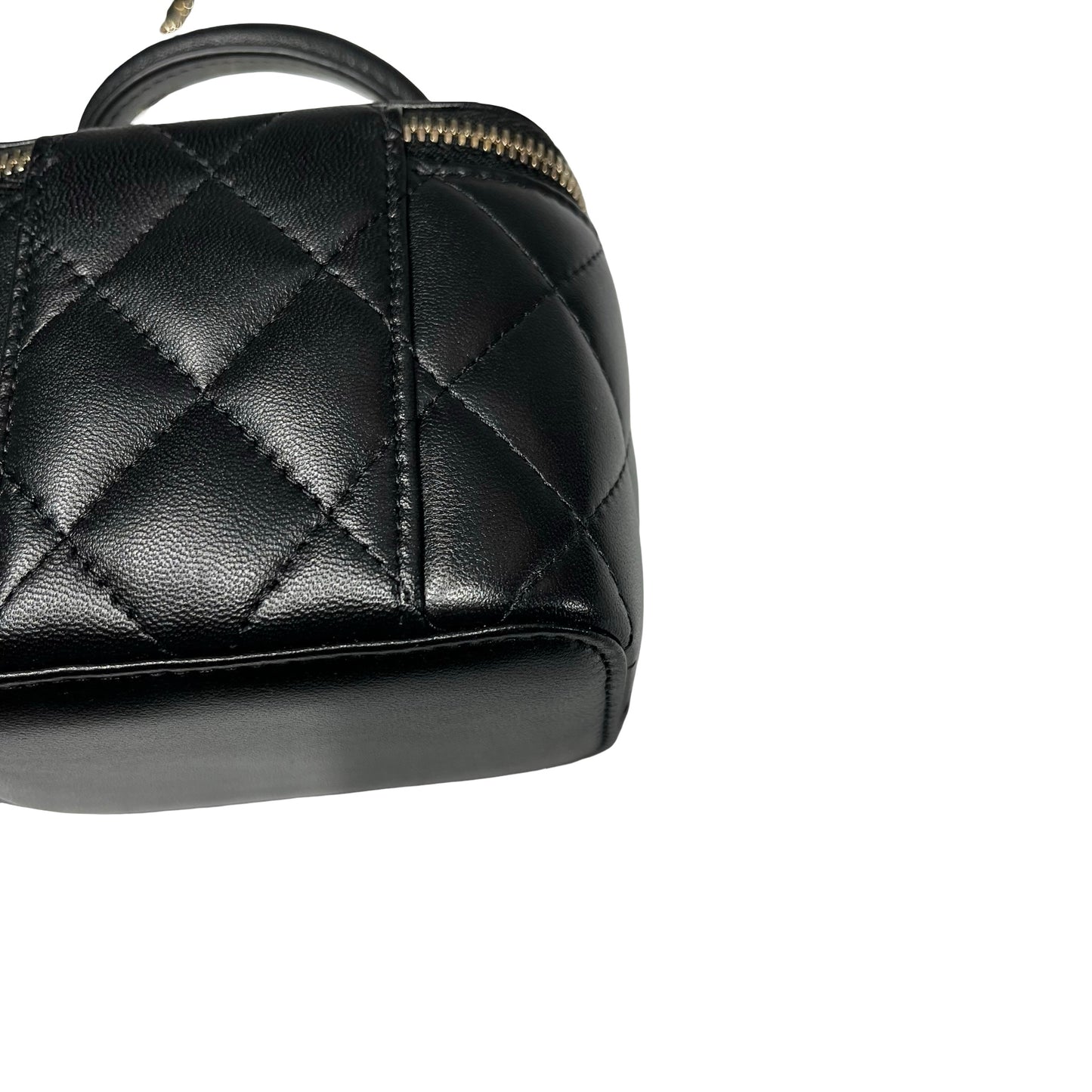 Used CHANEL Lambskin Leather VANITY CASE with COCO CHAIN Cross Body Bag Black GHW