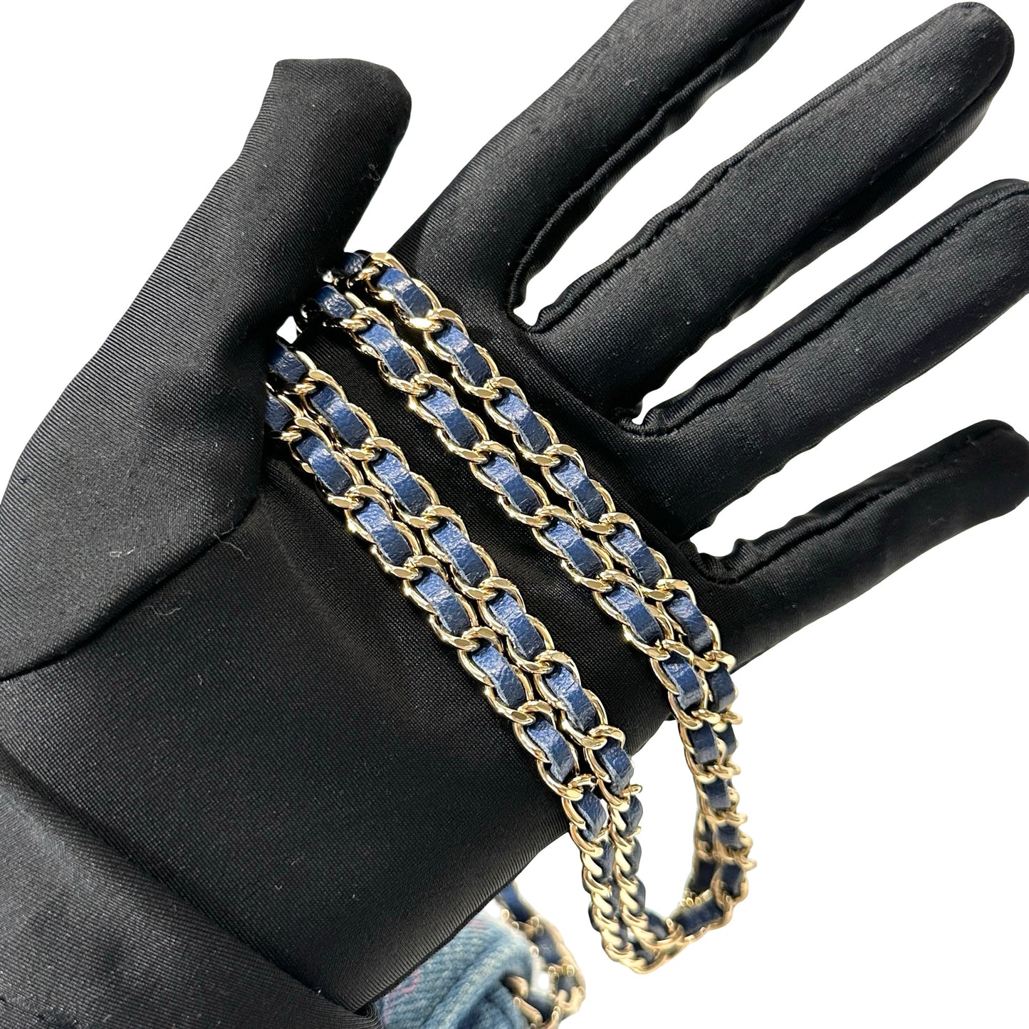 Used CHANEL Cross Body Bag Denim blue GHW