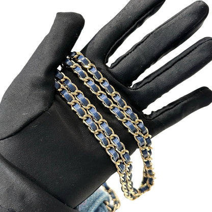 Used CHANEL Cross Body Bag Denim blue GHW