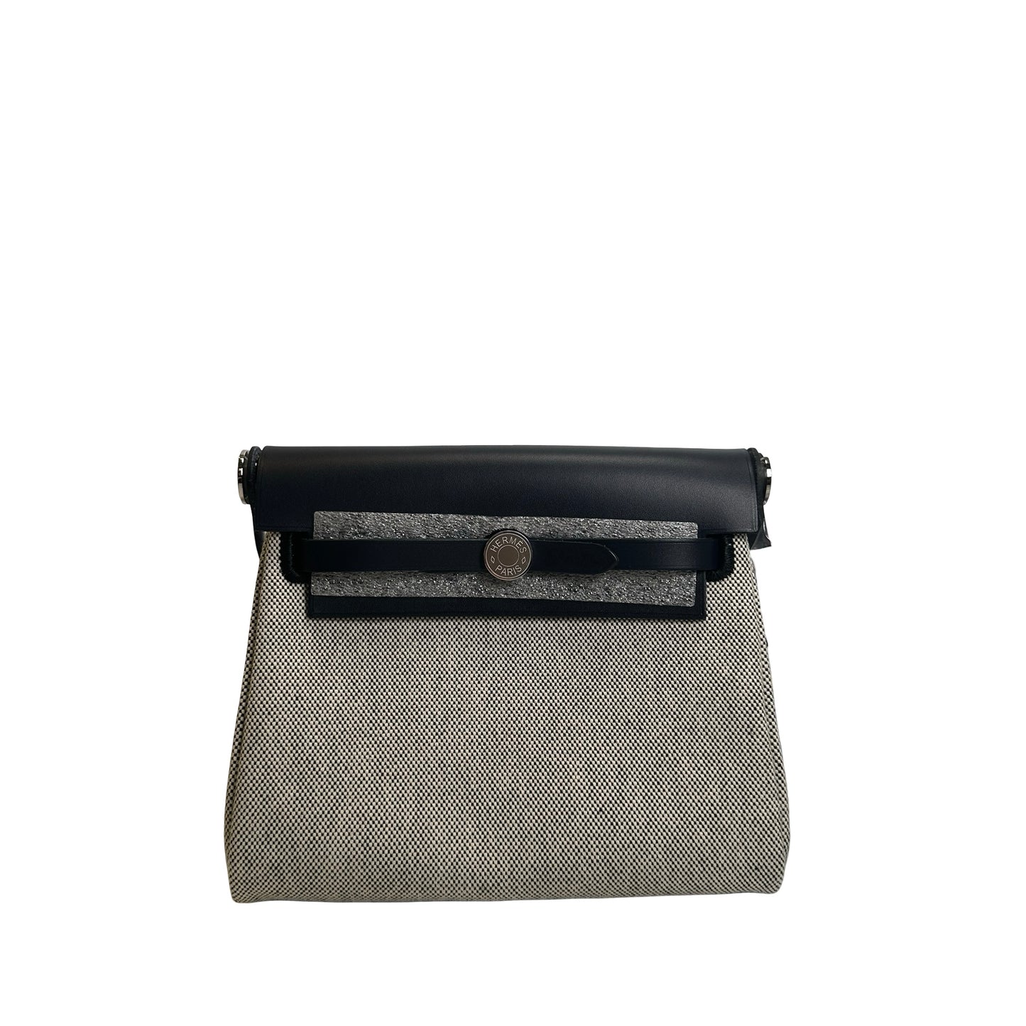 Brand New HERMES Canvas Leather Mini Herbag Handbag Navy Beige