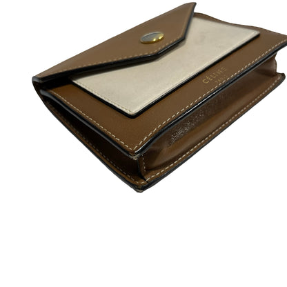Used CELINE Smooth Leather Envelope Cardholder Card case Brown White
