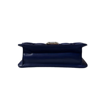 Used DIOR Lambskin Leather WOC LAMBSKIN Cross Body Bag PHW Navy Blue