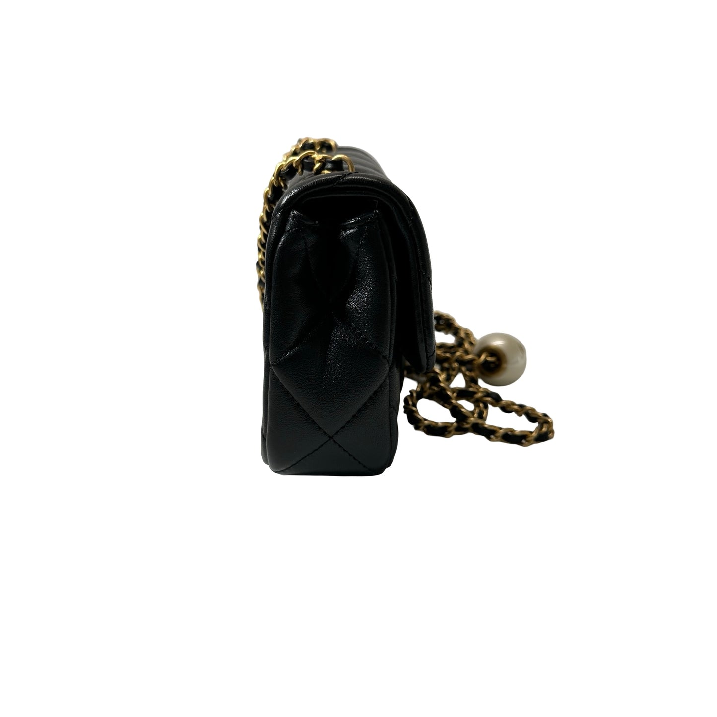 Unused CHANEL Mini flap 17cm Cross Body Bag Black GHW