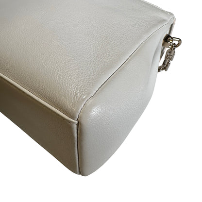 Used CHRISTIAN DIOR Leather Miss Dior Promenade Pouch Chain Shoulder Bag White GHW