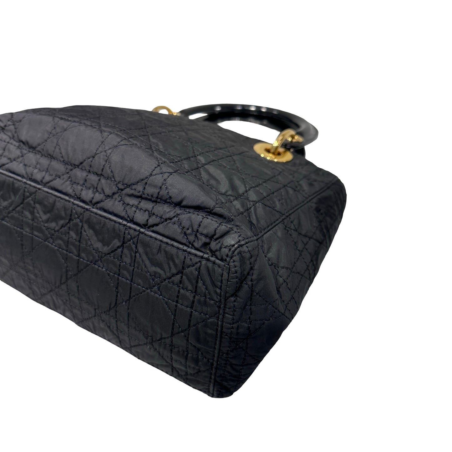 Used DIOR micro lady dior VINTAGE Handbag Black GHW