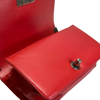 Used CHANEL Stingray Leather Boy Crossbody Bag Red