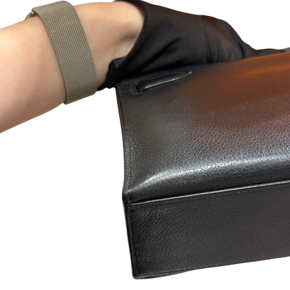 Used HERMES Leather Kelly Pochette Handbag Black Silver