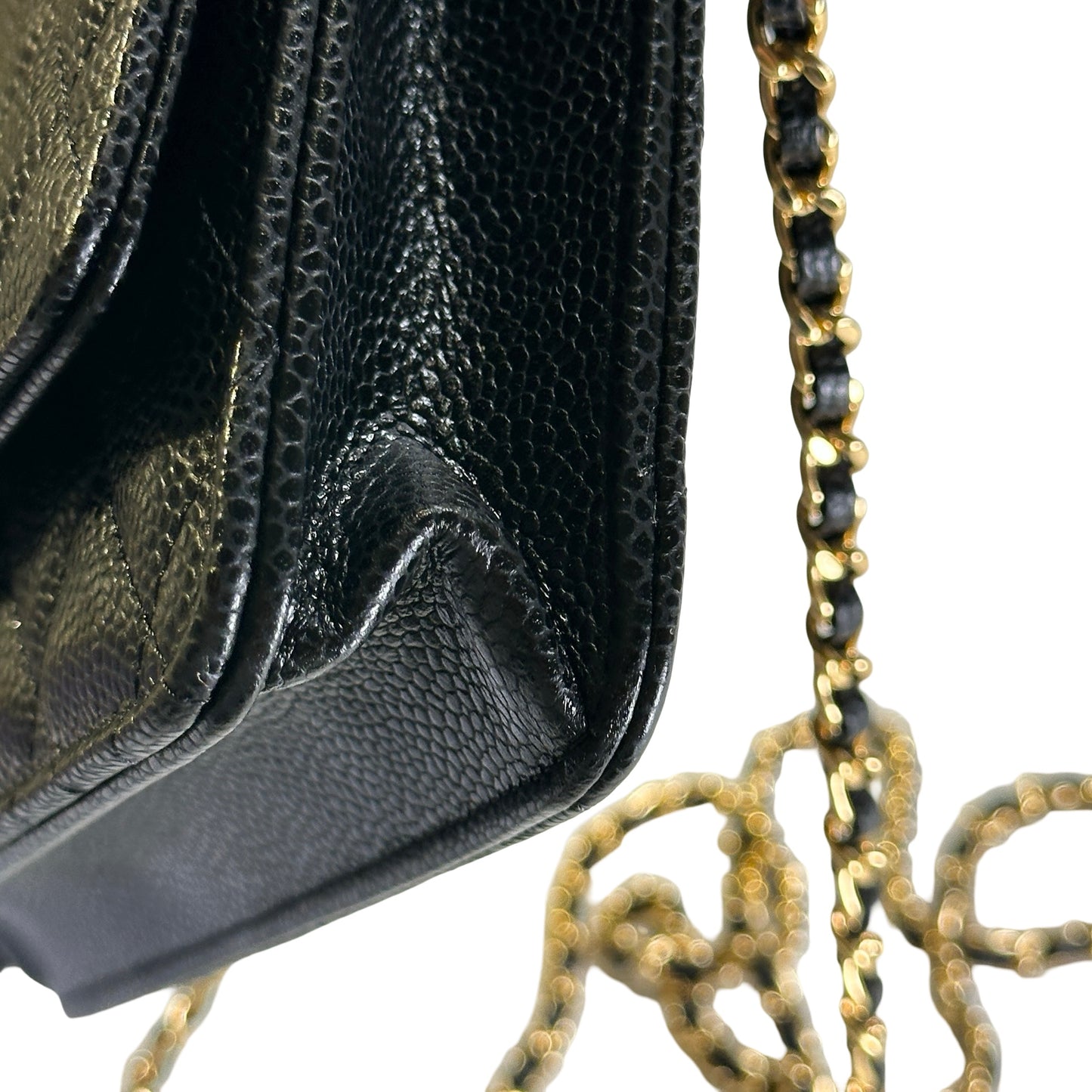 Brand New CHANEL Caviar Wallet on chain Wallet on chain Black，GHW