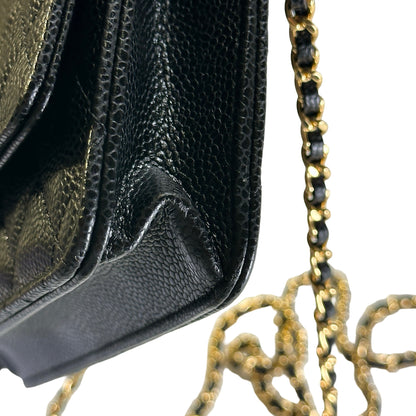 Brand New CHANEL Caviar Wallet on chain Wallet on chain Black，GHW